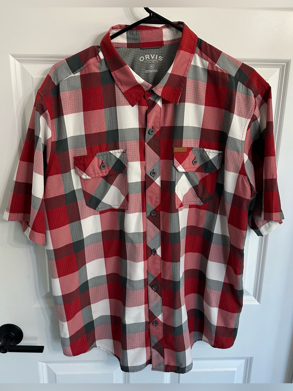 Orvis Plaid Short Sleeve Button Up Outdoor Shirt Mens Size XL